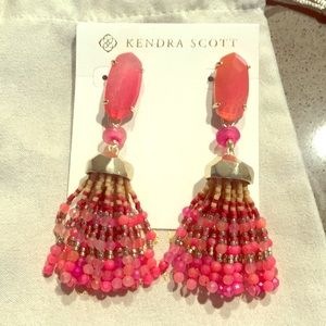 Kendra Scott pink beaded tassel earrings